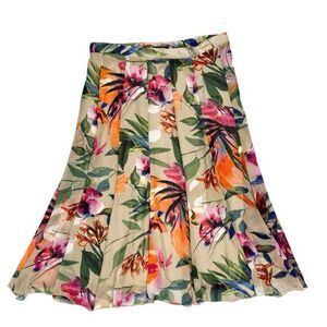 Elementz Midi Skirt Womens L Colorful Floral Flowy Bohemian Costal Core Beachy